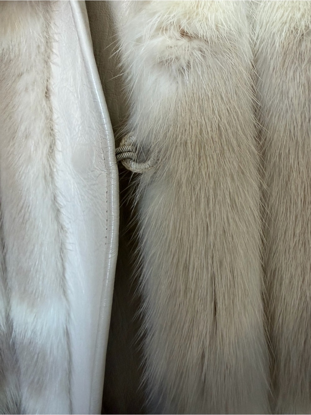 Vintage Mink Fur & Leather Coat Cream Color Size M - Picture 11 of 11